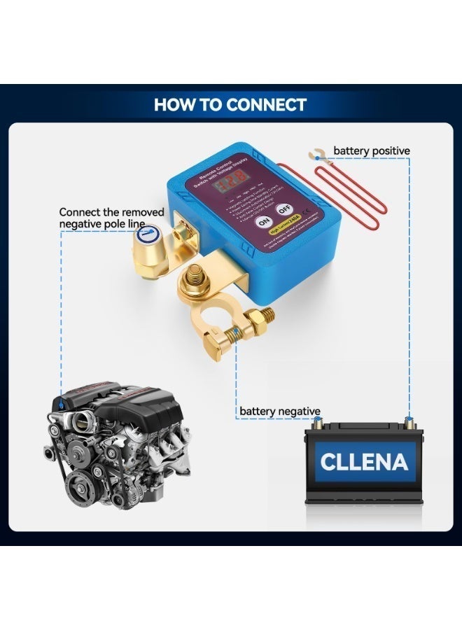 Remote Battery Disconnect Switch 240A 12V Kill Switch for car with LED Voltage Display Automatic Disconnect car Kill Switch for Cars, Trucks, RVs and Boats - Image 4